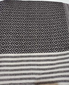 Resim Koltuk Çekyat Örtüsü Krem Siyah Pamuklu Naturel Kolları Kaplayan Püsküllü Büyük Boy 180 X 300 Çok Renkli 