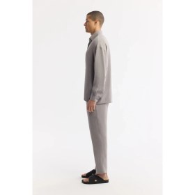 Resim AVVA Erkek Nardo Gri Alttan Britli Yaka Soft Touch Oversize Fit Gömlek A51Y2168 