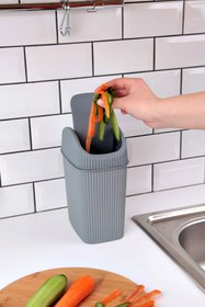 Resim Poomy Tezgah Üstü Çizgili Desenl Mini 2,5 Litre Çöp Kovası /cn.l.44 