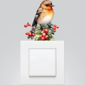 Resim Aesco Yılbaşı Priz Sticker 9X12 Cm, Serçe 5 Adet 