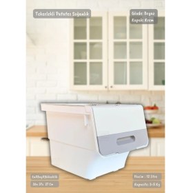 Resim Tekerlekli Sebzelik BPA Free Soğanlık Oyuncaklık Organizer Beyaz Krem 12 Lt 