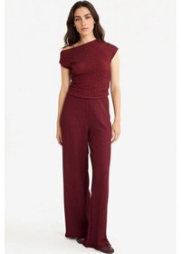Resim Defacto Slim Fit Dar Kesim Tek Omuzlu Bürümcük Bluz G2703ax25aubr237 Bordo 