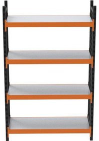 Resim 4 Katlı Dekoratif Midi Rack - Ekonomik Depo,arşiv, Kiler Rafı Siyah-turuncu-46x90 Cm-100 Cm Çok Renkli 
