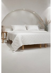 Resim Koza Home Stella Krem Çift Kişilik Baklava Desenli Yatak Örtüsü 230x250 2 Y Krem 