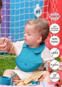 Resim babychefs by zn Babychefs %100 Premıum Silikon Su Geçirmez Mama Önlüğü Yeşil 