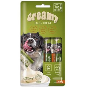 Resim M-Pets Creamy Ton Balıklı Deniz Tarağı Ek Besin ve Köpek Ödülü 4x15 Gr 