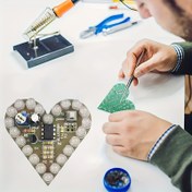 Resim 1pc DIY Kalp Şeklinde Nefes Alma Kiti, Başlangıç İçin Elektronik Kaynak Test ve Değerlendirme Seti, İngilizce, Kırmızı Nefes Elektronik Aletleri 