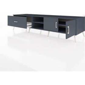 Resim Kronos Tv Ünitesi 2 Raflı Tek Çekmeceli 2 Kapaklı 220x59x51 Antrasit-antrasit Antrasıt/antrasıt - Antrasıt 