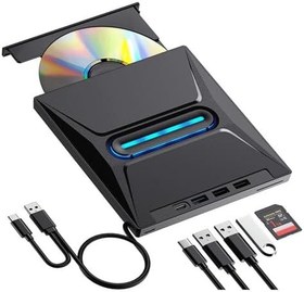 Resim Valkyrie USB 3.0 Harici External CD DVD Okuyucu Yazıcı LED USB Hub TF SD Kart Okuyucu Çoğaltıcı 