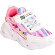 Resim Kız Çocuk Hafif Kaymaz Anatomik Taban Işıklı Spor Ayakkabı Sneaker Beyaz 
