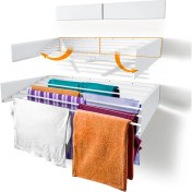 Resim Le Moduler Belize 120 Cm Katlanabilir Çamaşır Kurutma Askısı, Duvara Monte Kurutmalık, 7 Boru, 35 Kg, Paslanmaz-Beyaz 