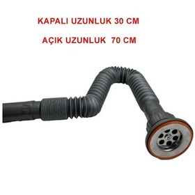 Resim Karen Banyo Metal Süzgeçli Körüklü Lavabo Mutfak Sifonu Lavabo Gider Borusu 1.kalite Gri 