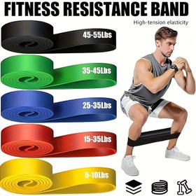 Resim 5 Parça Set Yığınlanabilir Direnç Bantları - Egzersiz ve Çekme Bandı, Kas Antrenmanı, Fitness, Şekillendirme - Orta Gerilim Seviyesi, TPE Malzeme - Spor Salonu, Ev ve Açık Hava Kullanımı İçin Uygun 