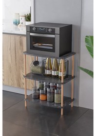 Resim Mutfak Standı Mutfak Rafı Mutfak Bangosu Mikrodalga Dolabı -siyah 