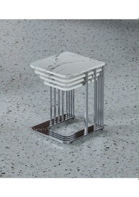 Resim Ceylin Tekerlekli Gümüş Ayak Zigon Sehpa 4'lü 