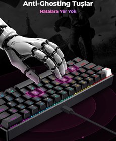 Resim Havit Gamenote Kb903l %60 Mekanik Blended Aydınlatma Oyuncu Klavyesi - 61 Tuş - Red Switch - Türkçe Q 