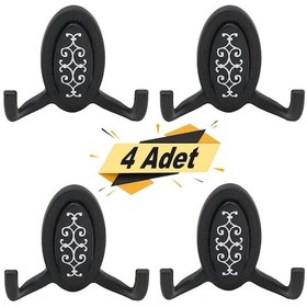 Resim Badem10 Seçil Vestiyer Duvar Askısı Dolap Elbise Askılığı Siyah Askı 4 Ad 