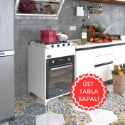 Resim Kenzlife ankastre modülü kabini lantanyum byz fırın ocak dolabı sabit tabla ayaklı 