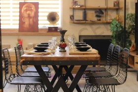 Resim NTConcept Mira Doğal Ahşap Yemek Masası (Konik Ayak, Açık Ceviz, 85 x 240 cm) 