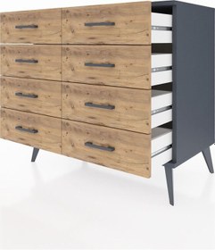 Resim Hyperion Şifonyer 8 Çekmeceli 88x44x80 Antrasit-antrasit/çam Antrasit/çam 