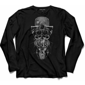 Resim Kendim Seçtim Creepy Fantasmagorık Skull Cat Uzun Kollu Tişört Baskılı Çocuk T-Shirt 