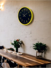 Resim 36 Cm Sarı Dekoratif Arapça Rakamlı Duvar Saati Açık 