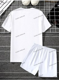 Resim Sporsity Dijital Baskı Erkek Tişört Seti Beyaz 