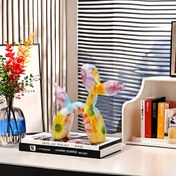 Resim Çiçek Desenli Büyüleyici Mini Balon Köpek Heykeli - Ev & Ofis Dekoru için Reçine Sanat Figürü, Kitaplık, Kahve Masası veya Masaüstü Sergisi için Mükemmel 