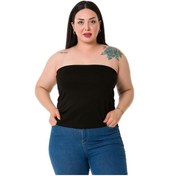 Resim Büyük Beden Straplez Viskon Siyah Body-siyah Siyah 