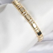 Resim BURCU MODA Pirinç Gold Renk Zirkon Taşlı Kadın Bileklik 