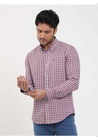 Resim Dufy Kırmızı Erkek Slim Fit Puantiyeli Brent Düğmeli Yaka Uzun Kol Gömlek - 104344-kırmızı Kırmızı 