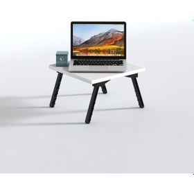 Resim Kenzlife Laptop Dizüstü Bilgisayar Sehpası Tankutay Byz 20 39 39 Yemek Sofra Siyah Ayak Beyaz 