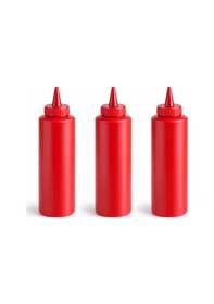 Resim Sosluk Sıkma Şişesi 3 Adet 500 Ml Bpa Free Ketçap Sos Şişesi Endüstriyel Kullanım Kırmızı 