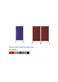 Resim 90x180 Cm Çift Taraflı Sabit Tekerlekli Kumaş Kaplı Ayaklı Paravan Beyaz 
