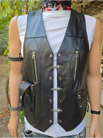 Resim ArdaStilDeri Hakiki Deri Motorcu Chopper Deri Yelek 