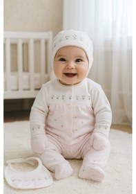 Resim 0-3 Ay Gaye Kız Bebek Renkli Çiçek Nakışlı %100 Pamuk 5li Set Açık Pembe 