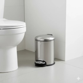 Resim System Banyo Aksesuarları Pedallı Çöp Kovası 5 L Parlak Nikel 31x23x20 cm 