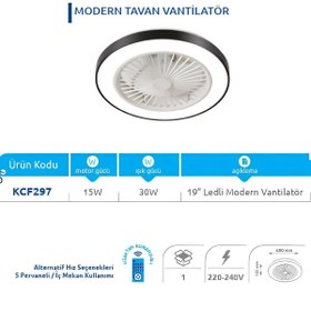 Resim Vanti KCF297 15W LEDLİ DEKORATİF TAVAN VANTİLATÖRÜ SİYAH 