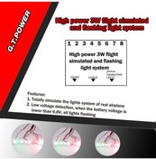 Resim Geekyou G.t.power 3w Yüksek Güçlü Uçak Lambası Rm4772 Yerine - 4.8-6v Giriş, 8 Led, 820mm Led Kablosu 