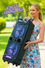 Resim OWWOTECH A Bass Usb Fm Bt Kablolu Mikrofon Rgb Led Toplantı Parti Eğlence Ses Sistemi 