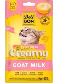 Resim Creamy Keçi Sütlü Sıvı Kedi Ödül Maması 5x15 Gr 
