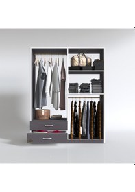 Resim Kenzlife giysi dolabı şemsettin 175*120*40 gri gardırop 2 çekmeceli 