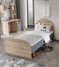 Resim Afilli Izmir Tek Kişilik Karyola Tamamı Mdflam 90x190 Flora Antrasit 