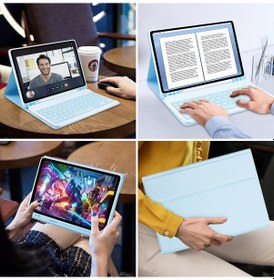 Resim Samsung Galaxy Uyumlu Tab A9 Plus 11'' Klavyeli Kılıf Bluetooth Özellik 