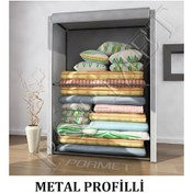 Resim Beyazpazar Bez Dolap Yorgan Hurcu Metal Profilli Yorgan Hurcu Portatif Bez D (400098137) Gri 