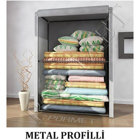 Resim Beyazpazar Bez Dolap Yorgan Hurcu Metal Profilli Yorgan Hurcu Portatif Bez D (400098137) Gri 
