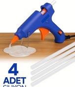 Resim HKM Ticaret 20 Watt Sıcak Silikon Tabancası Şeffaf Mum Yapıştırıcı Tabanca 4 Adet 30 Cm Ince Silikon Hediye 