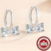 Resim 1 Çift S925 Saf Gümüş Moda Retro Zarif Trendy Hafif Lüks Zarif Tatlı Parlayan Parlak Set Sentetik Zirkonya Yay İnceleme Geometrik Yüksek Kaliteli Yaratıcı Tasarım Küçük Kişilik Çekiciliği Canlılık Romantik Aşk Basit Lüks Çift Mini Sevimli Günlük Parti Düğün Hediyesi Tüm Maç Anti-Allerjik Kulak Delme Kulak Tokası Kulak Aksesuarları Kadınlar İçin Uygun 
