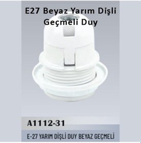 Resim 100 Adet E27 Beyaz Yarım Dişli Geçmeli Duy 