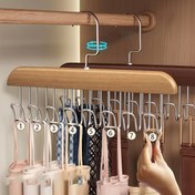 Resim 1 Adet Ahşap Askı 8 Metal Kancalı, Takımlar, Ceketler, Kravatlar, Şapkalar, Kemerler, Askılar & Elbiseler İçin Pürüzsüz Retro Bitiş - Yer Tasarruflu Dolap Düzenleyici, Kolay Kurulum 